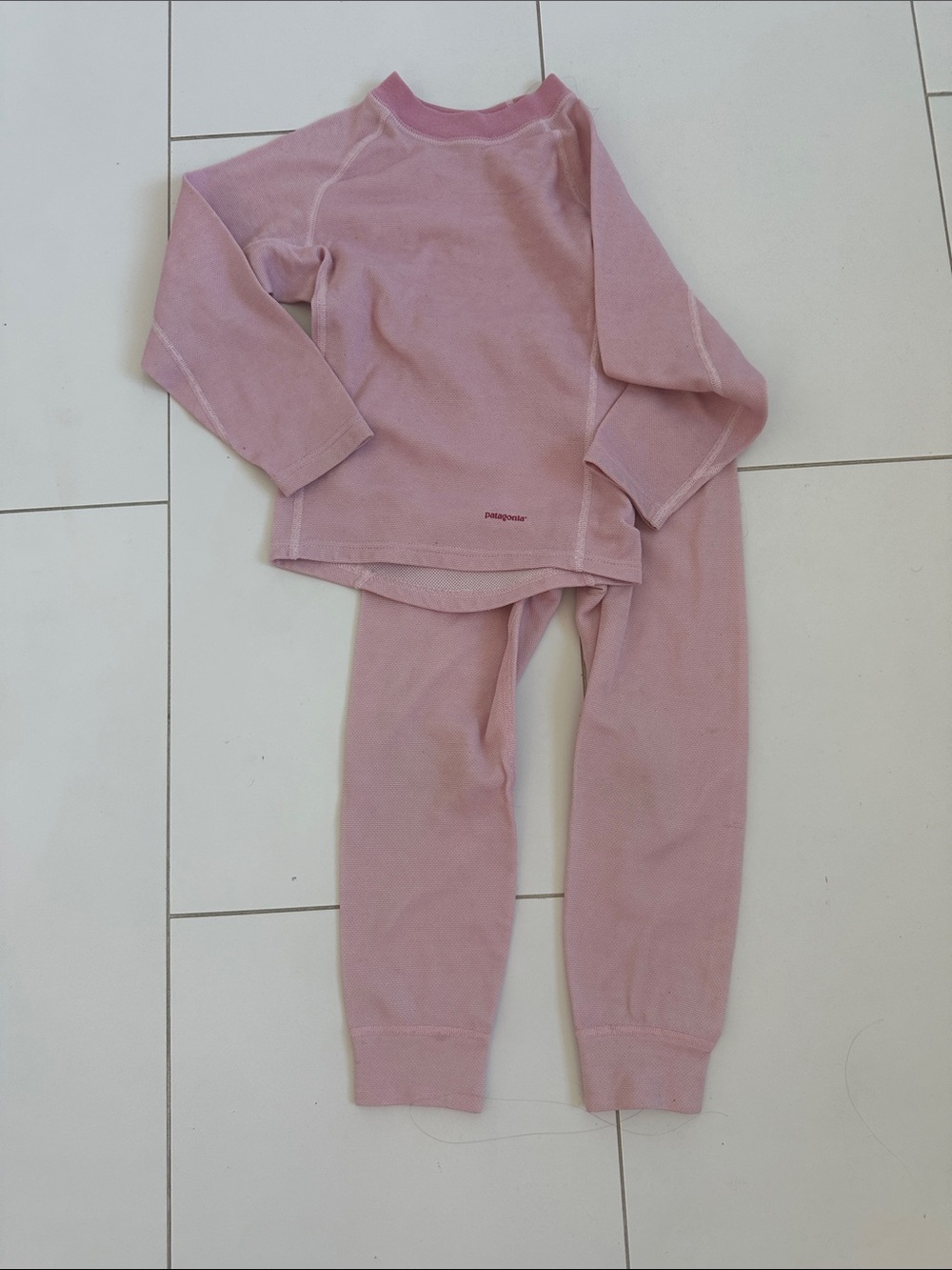 Patagonia capilene Light Pink Kids Thermal Jogger Set 3/4Y girls